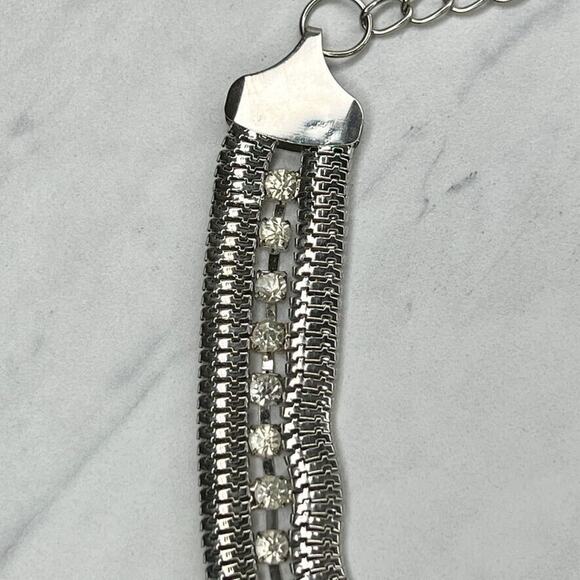 Silver Tone Rhinestone Chain Link Belt OS One Size - Picture 7 of 11